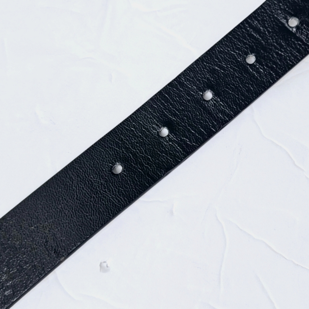 Express Men's Classic Black PU Split Leather Tectured Black Buckled Belt Sz38/39 - Picture 12 of 13